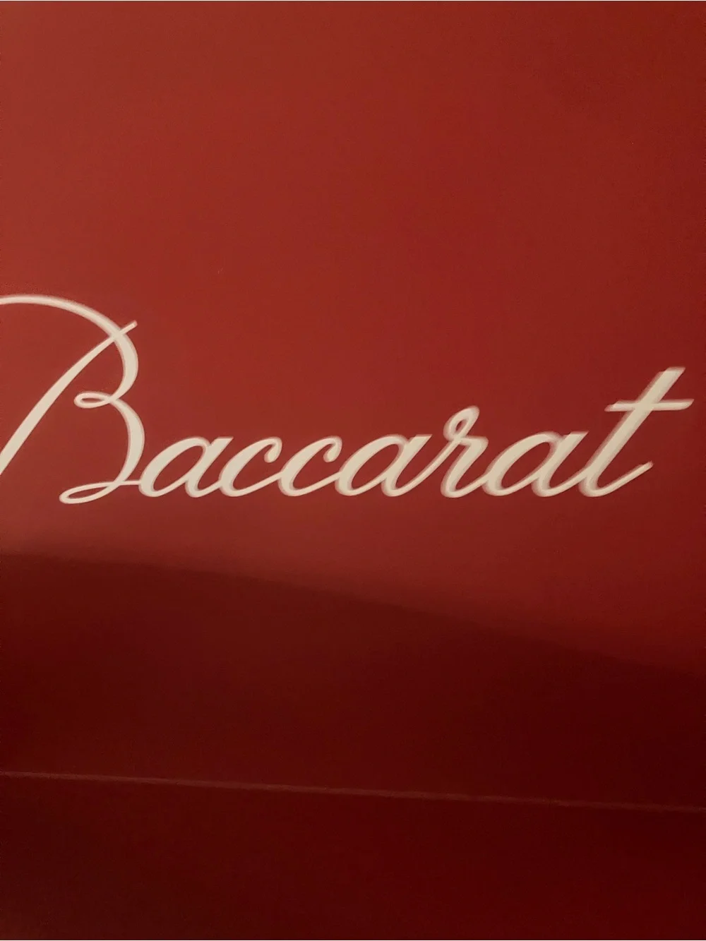 Baccarat Red Tote with White Script Logo 20 x 18 x 9.5” NEW❤️❤️